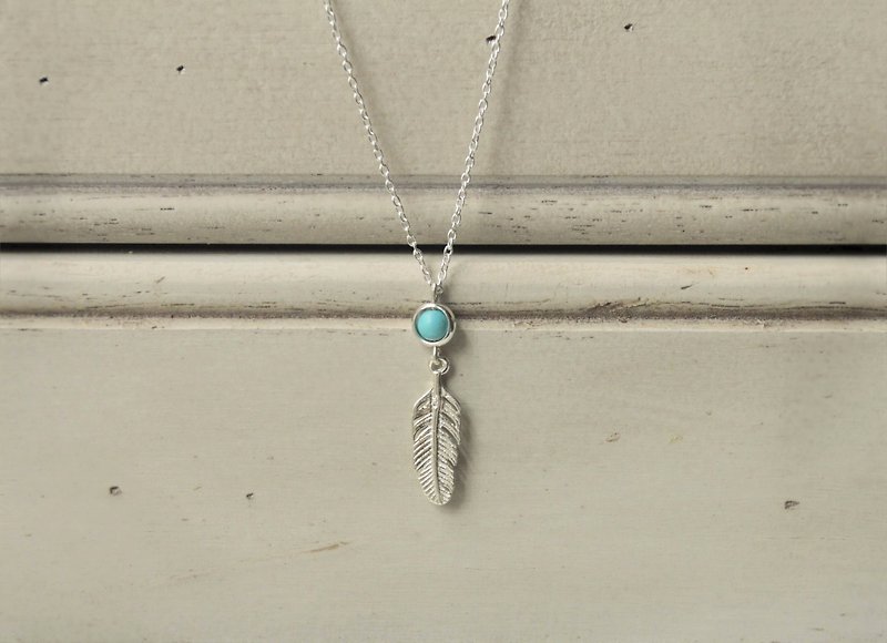 *hippie* Dream Catcher│Turquoise and Sterling Silver Feather Y Drop Necklace - Necklaces - Paper Silver