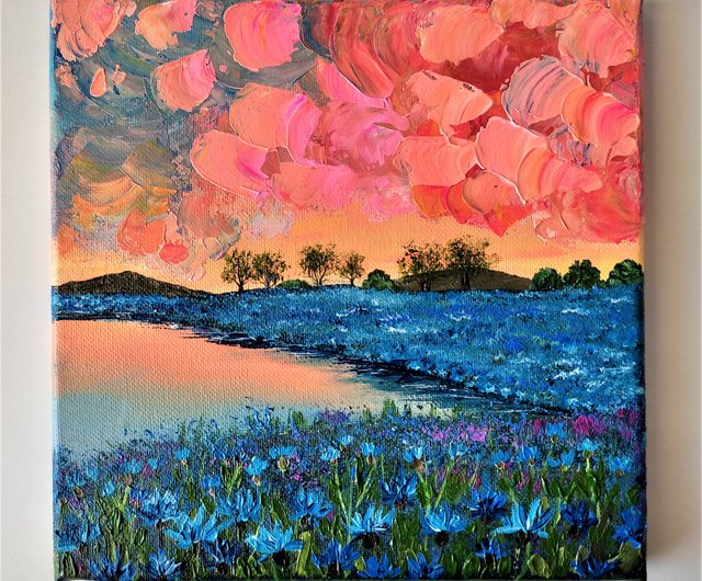 1点限 大型 アートパネル アクリル画 絵 風景画 自然 郷愁 夕焼 A-