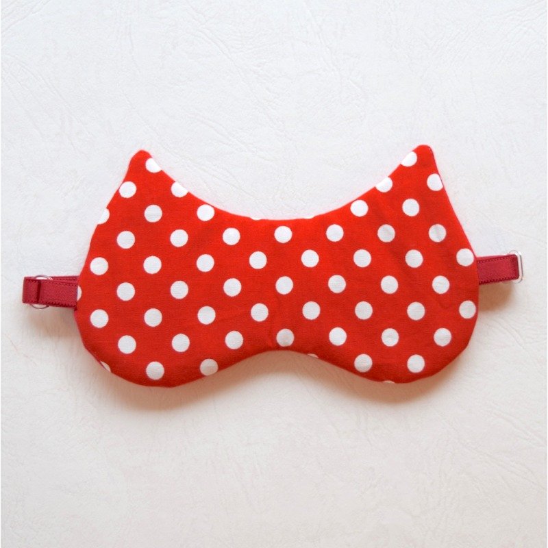 Polka-Dot Cat  Red eyemask/ gift /trip/sleep/sleep mask/travel - Other - Cotton & Hemp Red
