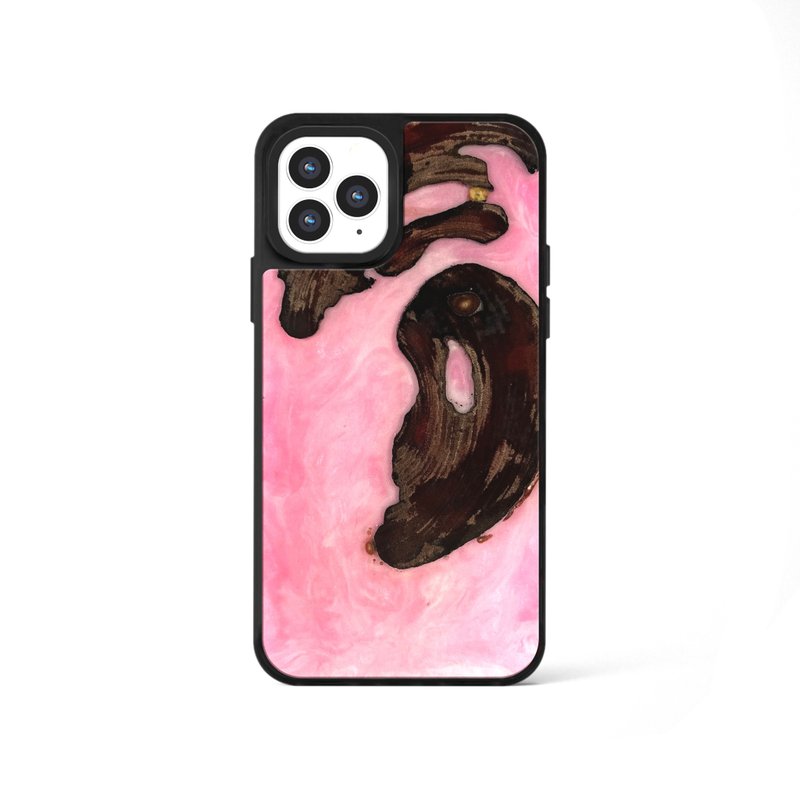 iPhone 13/14/15/16 epoxy wooden resin phone case - Reddish Hue II - Phone Cases - Wood Pink