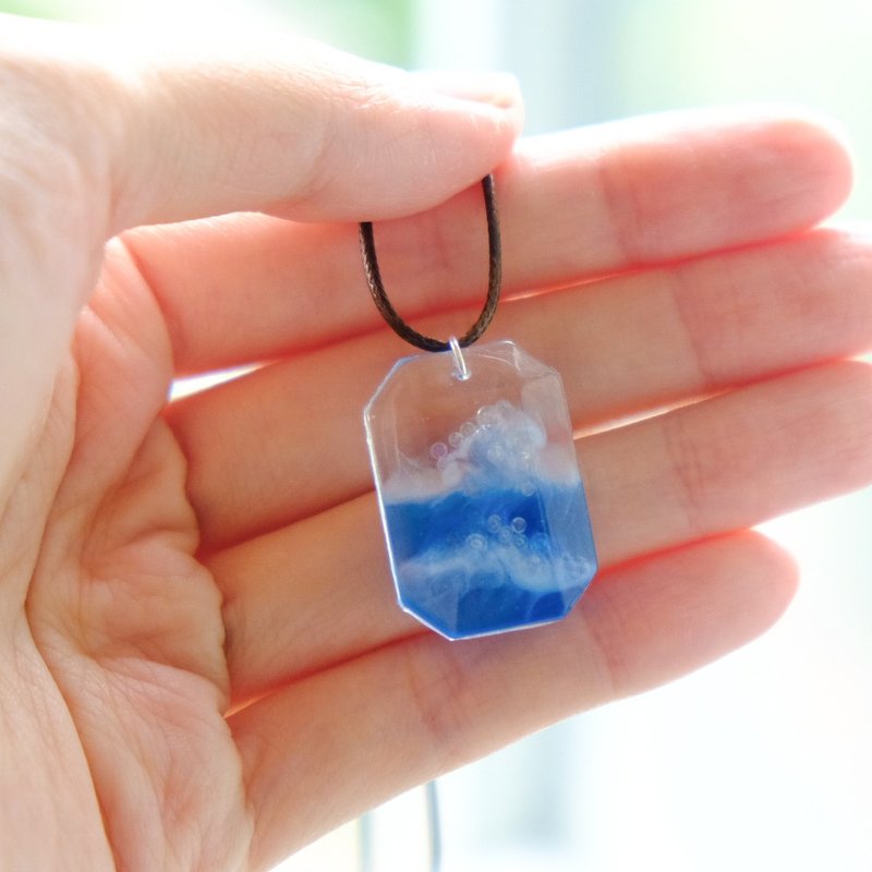 【沖浪裡】The Great Wave Necklace / Ear Rings by ETPLANT - 項鍊 - 銀 藍色