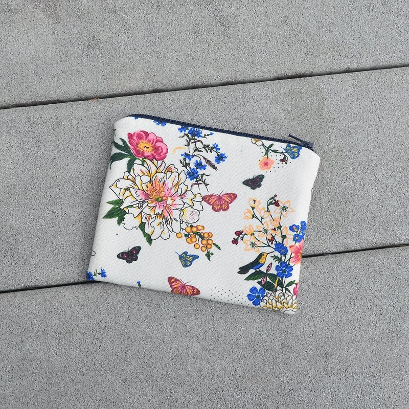 My Garden Small Zippered Bag/cosmetic bag/storage pouch/earphone holder  - Toiletry Bags & Pouches - Cotton & Hemp Multicolor