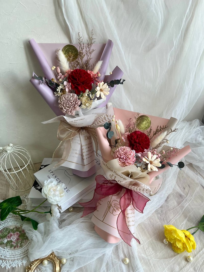 Mother's Day Bouquet/Romantic Pink Eternal Bouquet/Carnation Bouquet/Sora Bouquet - Dried Flowers & Bouquets - Plants & Flowers Pink