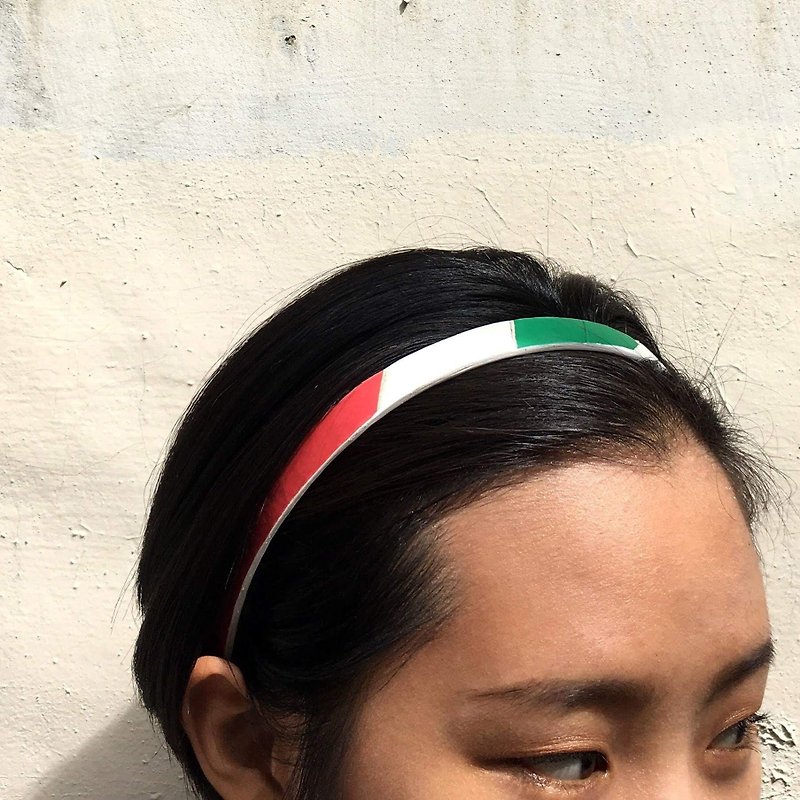 Volleyball x headband / thin version / molten red, green and white No. 002 - Headbands - Rubber White