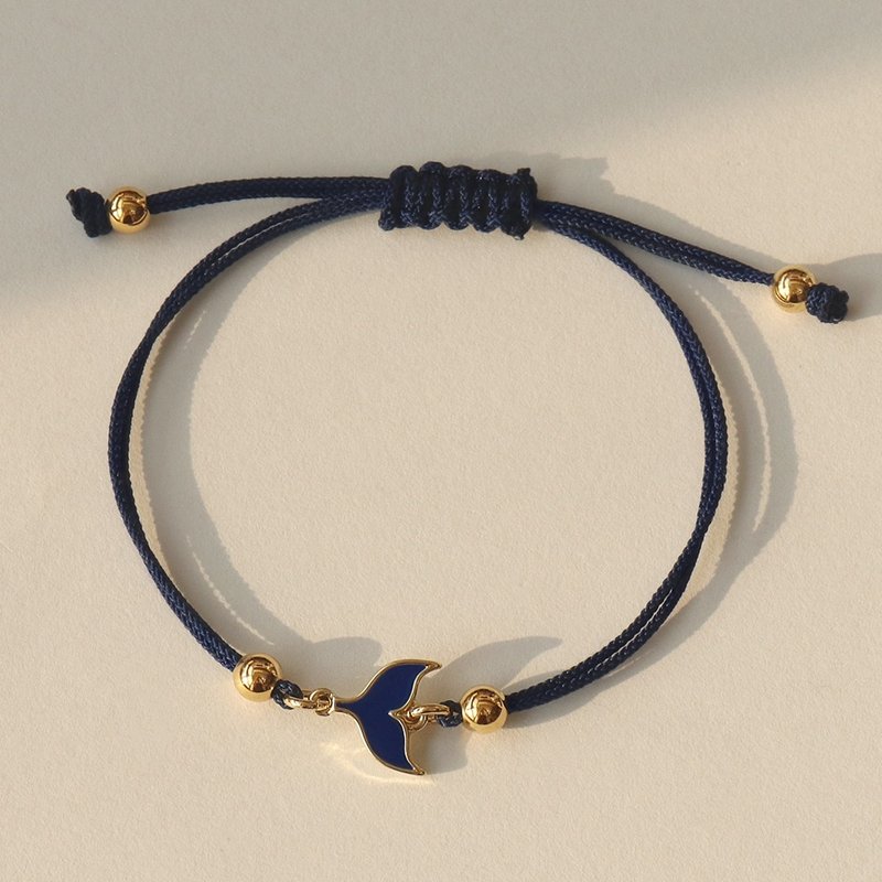 Lucky Whale Tail Knotted Bracelet - 手鍊/手環 - 繡線 藍色