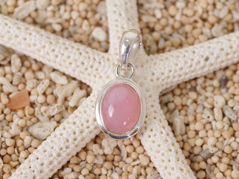 Pink opal pendant top - สร้อยคอ - หิน สึชมพู