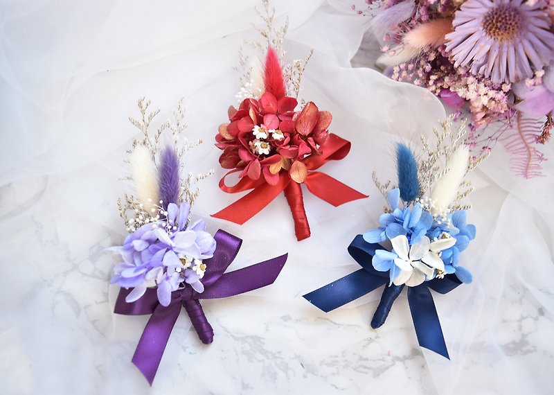 Hydrangea does not wither flower corsage dried flower immortal flower wedding bridal bouquet wedding souvenir wedding - Brooches - Plants & Flowers Multicolor