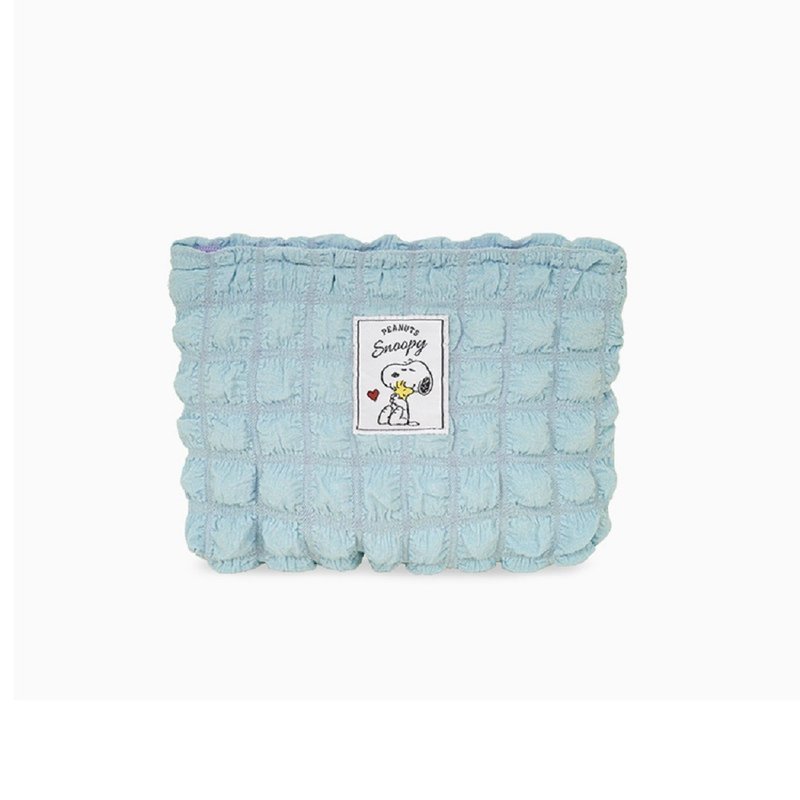 SNOOPY Snoopy cloud storage bag cosmetic bag bubble bag hazy gray blue cloud white classic black - กระเป๋าถือ - เส้นใยสังเคราะห์ หลากหลายสี