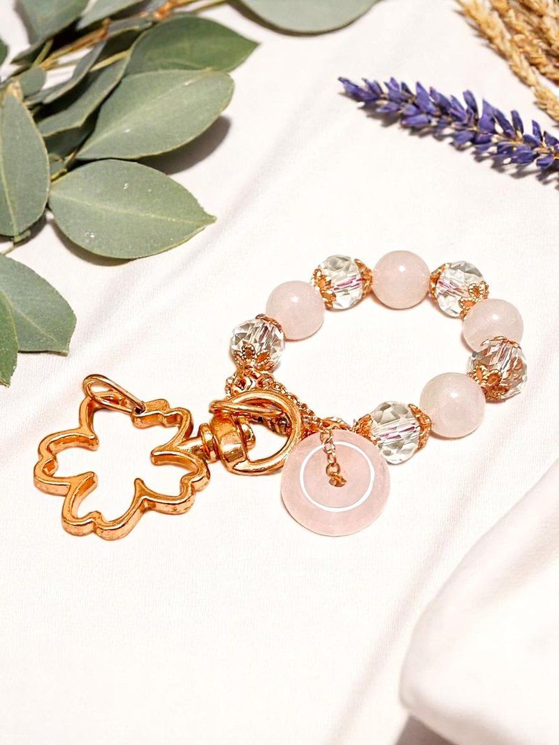 靜心守願吊飾 平安扣 粉水晶 溫柔守護款 聖誕禮物 交換禮物 - 吊飾/掛飾 - 玉石 粉紅色