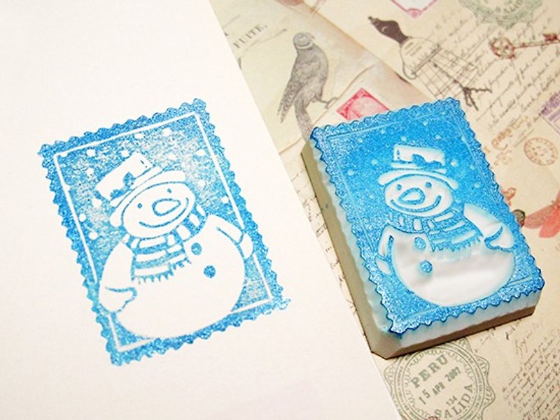 Apu Handmade Chapter Cute Snowman Stamp Stamp Christmas Applicable - ตราปั๊ม/สแตมป์/หมึก - ยาง 