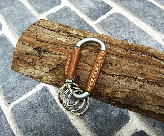 MICO Carabiner leather wrapped Key holder, key chain, key fob