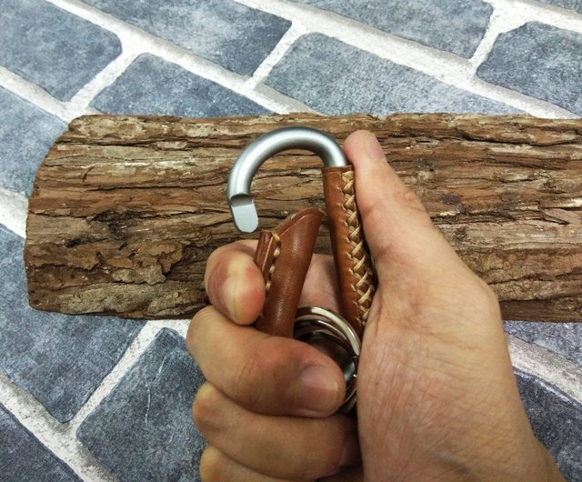 MICO Carabiner leather wrapped Key holder, key chain, key fob