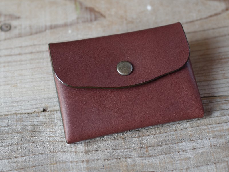 Hand-sewn leather coin case chocolate - กระเป๋าใส่เหรียญ - หนังแท้ สีนำ้ตาล