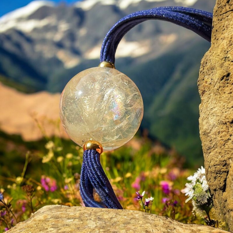 減壓療癒天然水晶髮束 手繩 海藍寶石 兩用 能量 紫水晶 黃水晶 - 髮夾/髮圈 - 水晶 多色