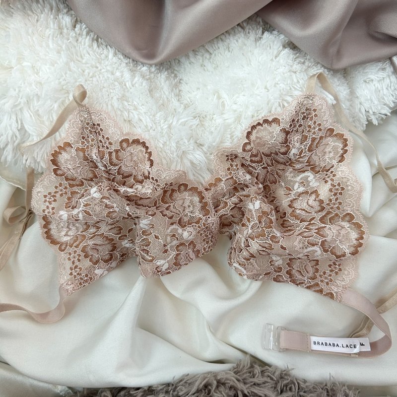 Only bra (beige decorated with brown pattern, basic see-through) - Women's Underwear - Other Materials 