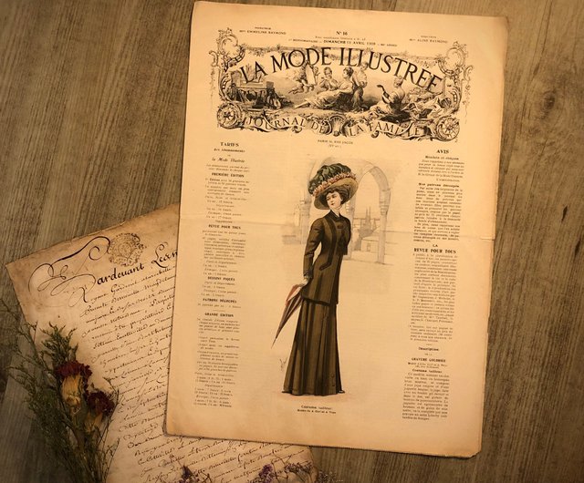 フランスの100年前のファッション雑誌LaModeIllustréeカバーカラー