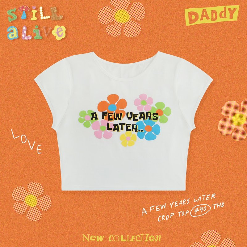 Daddy A Few Years Later Crop Top - 女 T 恤 - 其他材質 白色