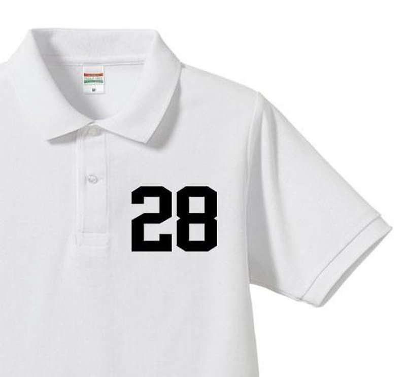 ナンバリング28  ポロシャツ【受注生産品】 - 男 T 恤 - 棉．麻 白色