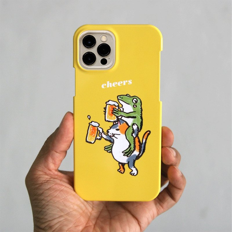 iPhoneケース　猫と青蛙が乾杯　イエロー - 手機殼/手機套 - 塑膠 黃色