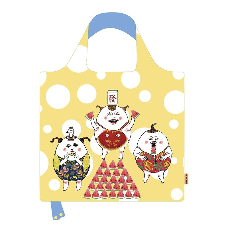 Golden Eggheads Eco bag. Reusable shopping bag. Foldable bag. - Handbags & Totes - Waterproof Material Yellow
