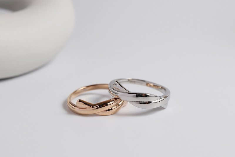 【Customized gift】Innocent love. Twist twist ring for couples - Couples' Rings - Stainless Steel Silver