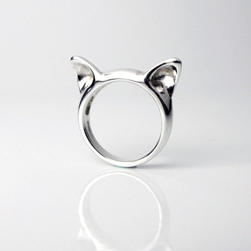 Lucky Cat sterling silver ring - แหวนทั่วไป - เงินแท้ สีเงิน