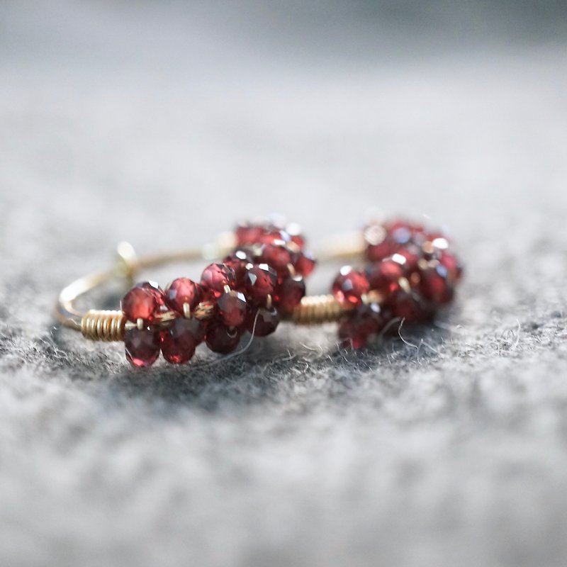 ITS-E106 [] Stone Gemstone earrings * circle Clip-On earrings. - ต่างหู - เครื่องประดับพลอย สีแดง