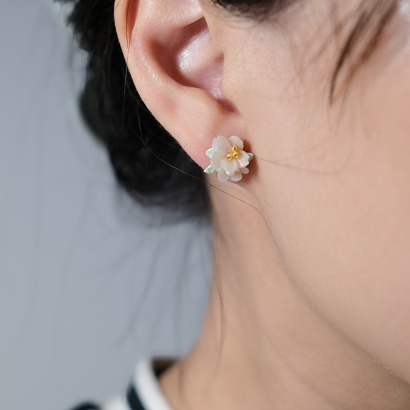 櫻花軟陶耳環耳針耳夾 - 耳環/耳夾 - 黏土 