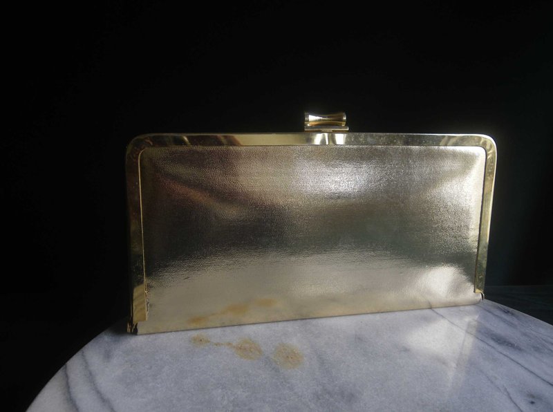 Glorious Era OLD ERA_Early second-hand lady's golden clutch bag - กระเป๋าคลัทช์ - วัสดุอื่นๆ 