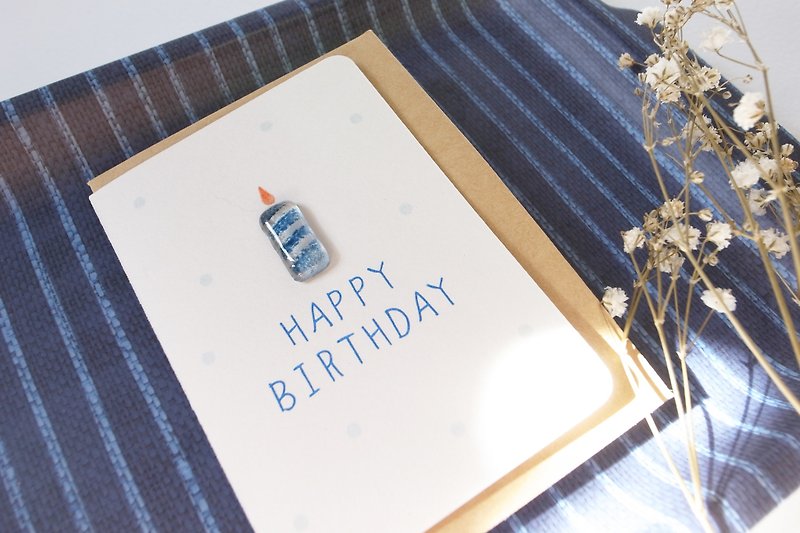Highlight also come / Happy Birthday glass small birthday card (blue) - การ์ด/โปสการ์ด - กระดาษ สีน้ำเงิน