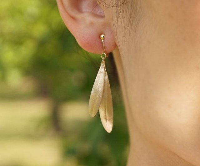 Olive leaves earrings {EP048SV} - Shop ateliersimo Earrings & Clip