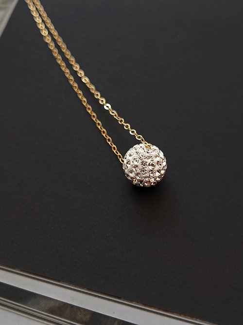 Bloom Jewellery手工輕珠寶 美國14k注金(14KGF) 施華洛世奇水鑽球項鍊│水洗不褪色