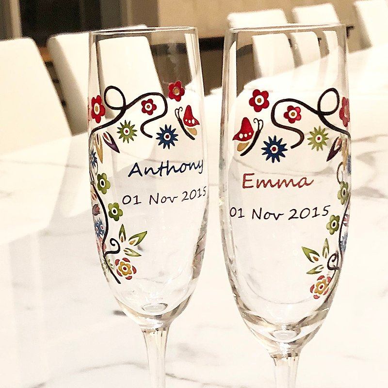 Champagne Glasses - Tropic ( including casting & coloring names & date ) - แก้วไวน์ - แก้ว หลากหลายสี