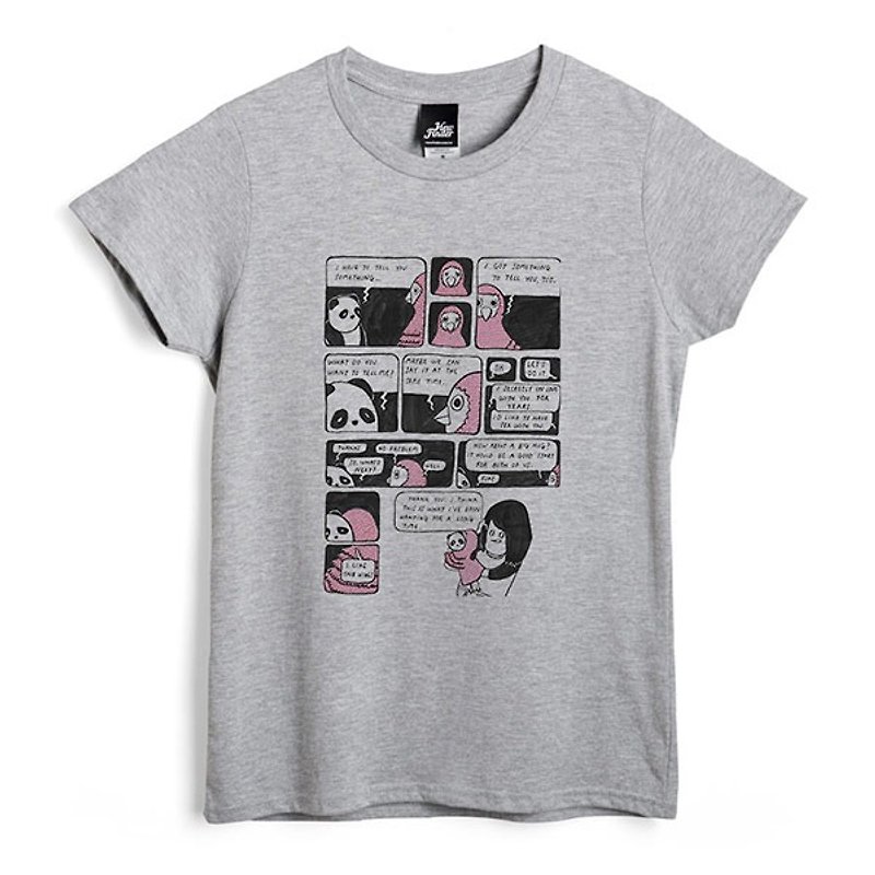 Love Story - Deep Gray - Women's T-Shirt - เสื้อยืดผู้หญิง - ผ้าฝ้าย/ผ้าลินิน สีเทา