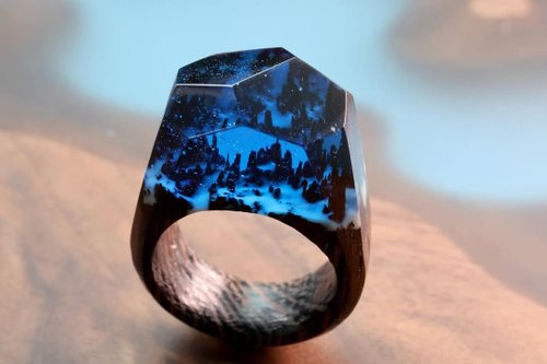 Siggywood 奇異屋 魔法森林、手工樹脂木頭戒指、自然設計、夜光飾品、天然實木雕刻