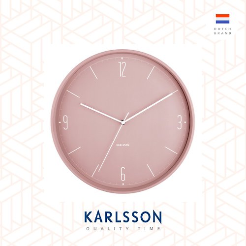 Ur Lifestyle 荷蘭 Karlsson, Wall clock Numbers & Lines matt faded pink
