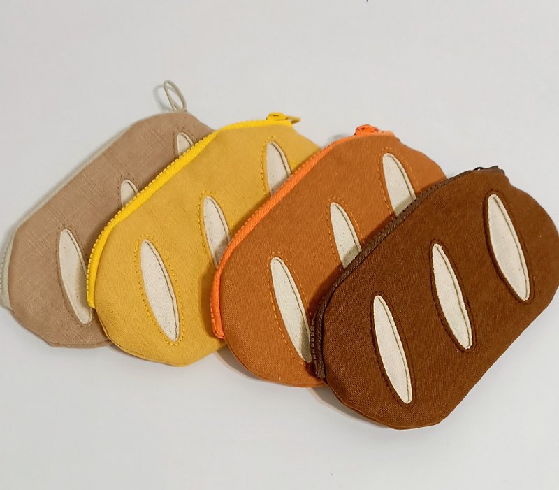 Small Baguette Coin Bread-Four Colors - กระเป๋าใส่เหรียญ - ผ้าฝ้าย/ผ้าลินิน หลากหลายสี