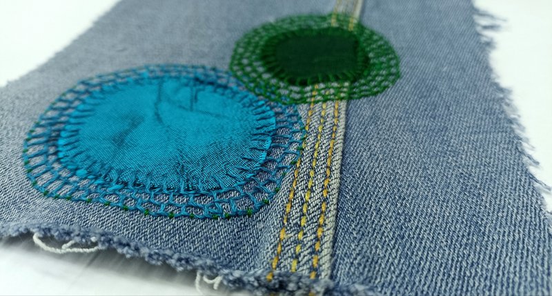 Upcycled denim boro patch – visible mending. - 編織/刺繡/羊毛氈/縫紉 - 棉．麻 