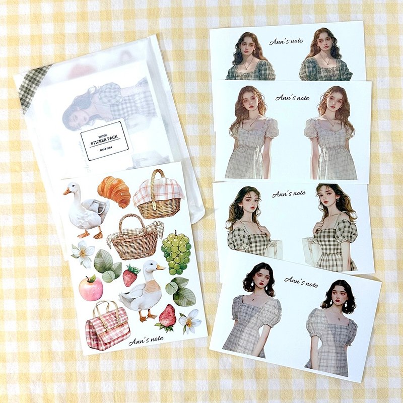 Picnic pack sticker (anns note) person girl sticker - 貼紙 - 紙 多色