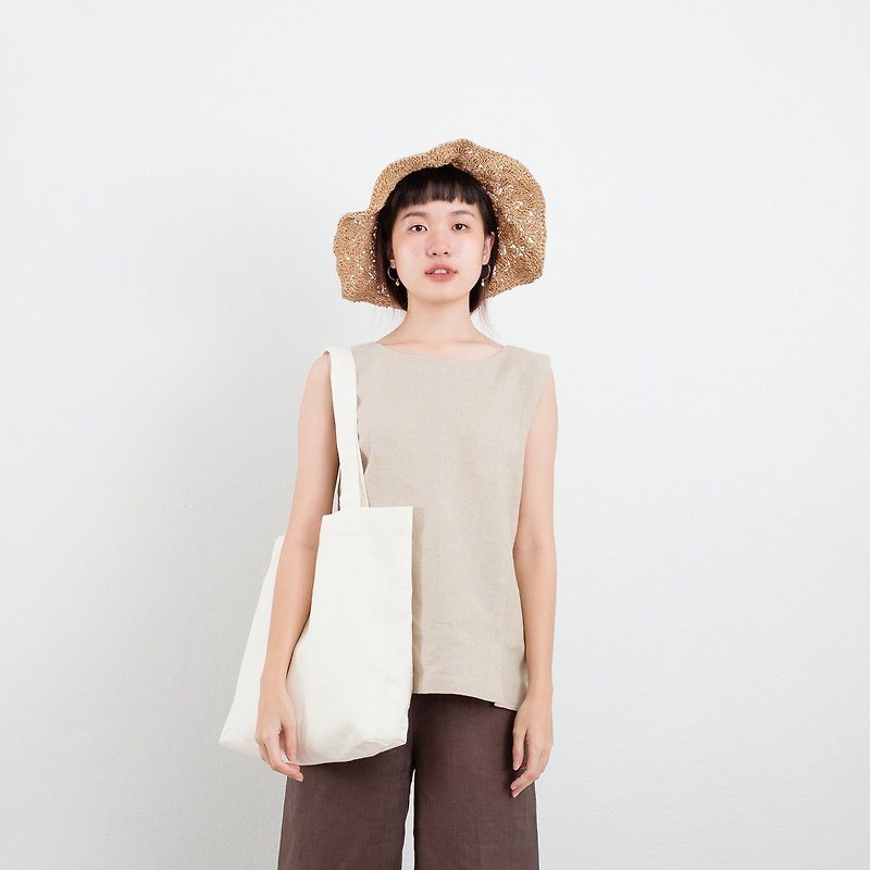 Off-White Linen Tote Bag - 手袋/手提袋 - 亞麻 白色
