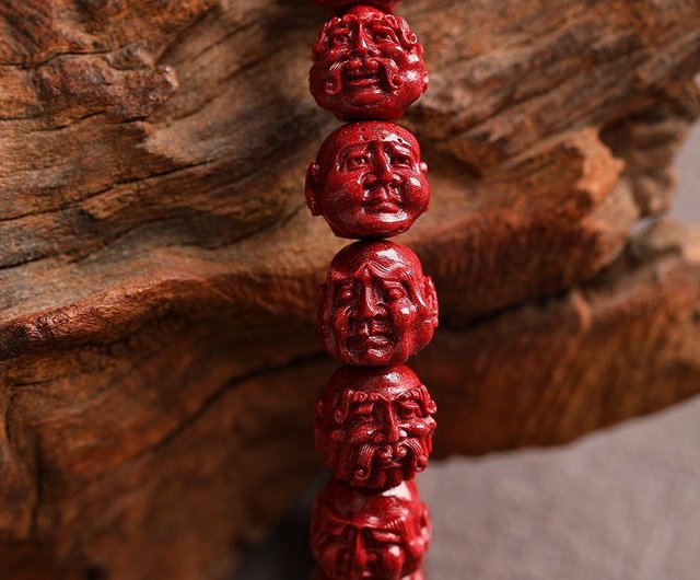 十八羅漢ブレスレット 天然原石辰砂ブティック紫金砂、レッド十八羅漢ブレスレット