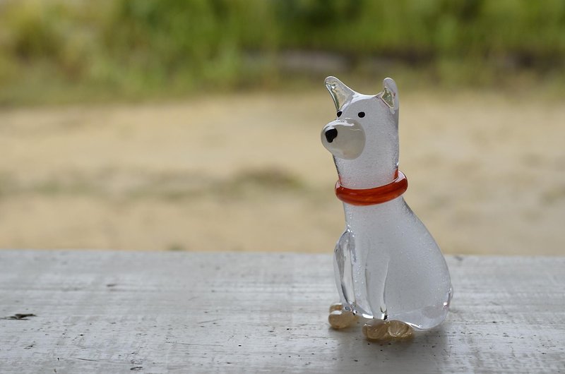 Glass of zodiac sign 2018 (Japanese dog) Orange - ของวางตกแต่ง - แก้ว ขาว