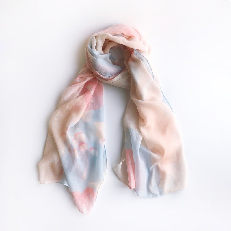 Fern Pattern Voile Scarf 2.0 - Adiantum capillus-veneris - Knit Scarves & Wraps - Other Man-Made Fibers Pink