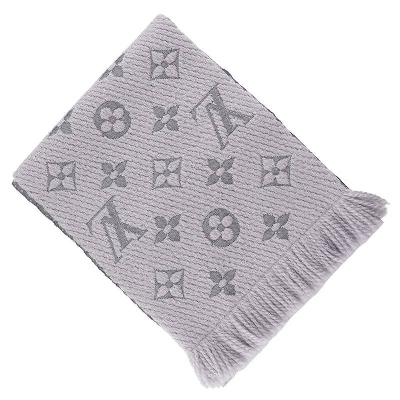 【日本直送】ルイ・ヴィトン LOUIS VUITTON エシャルプ・ロゴマニア マフラー ウール × シルク グリペルル グレー【中古】 - 圍巾/披肩 - 羊毛 灰色