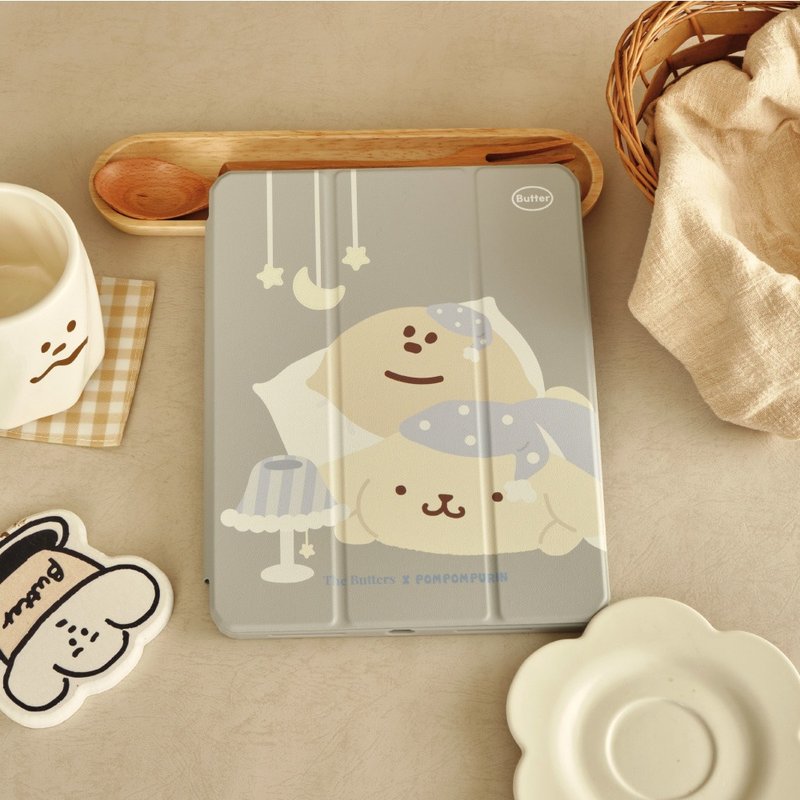 Cream Family x Pudding Dog Nightcap Dream iPad Tri-fold Protective Case - Phone Cases - Plastic Multicolor