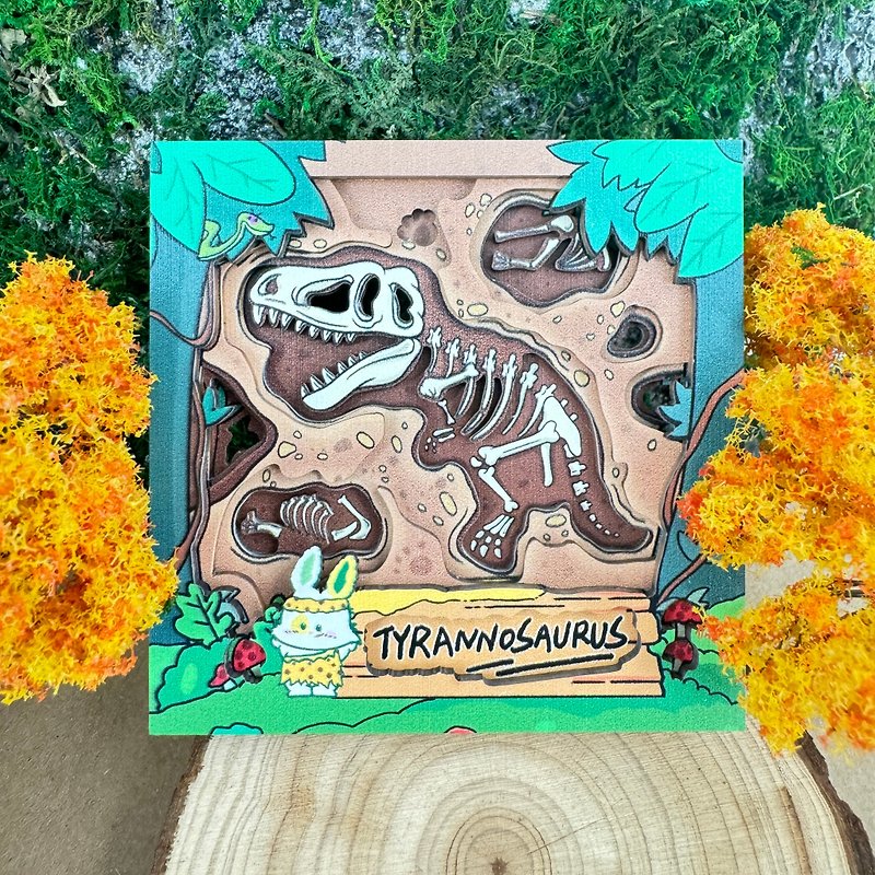 Dinosaur Magnet - Tyrannosaurus - Items for Display - Wood Multicolor