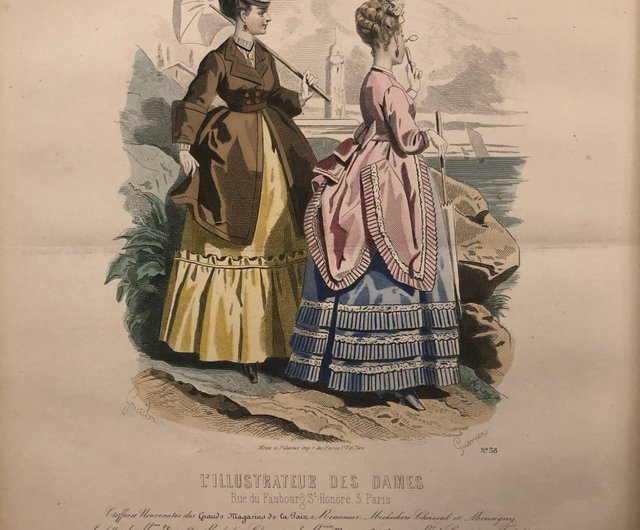 フランスの100年前の手彩色の婦人版画L'Illustrateur des dames誌が3部