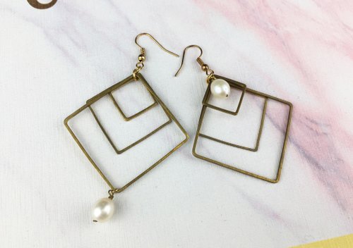 美人魚手創藝術 Sea Maidens Jewelry 【簡約幾何】珍珠 手工耳環