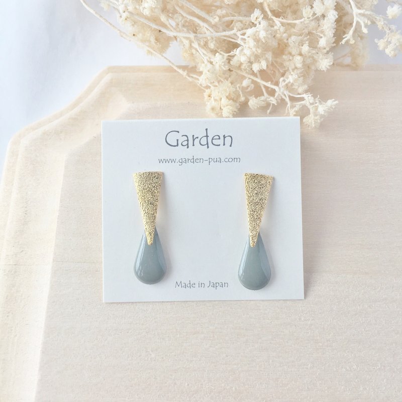 drop earrings charcoal gray - 耳環/耳夾/耳骨夾 - 其他金屬 灰色