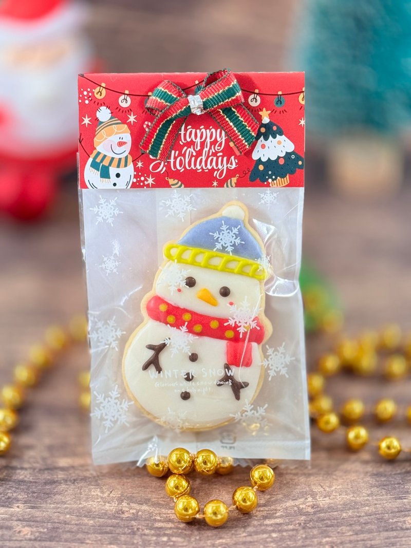 [Christmas Gift Exchange] Snowman Frosted Cookies 10 pieces - Handmade Cookies - Other Materials Red